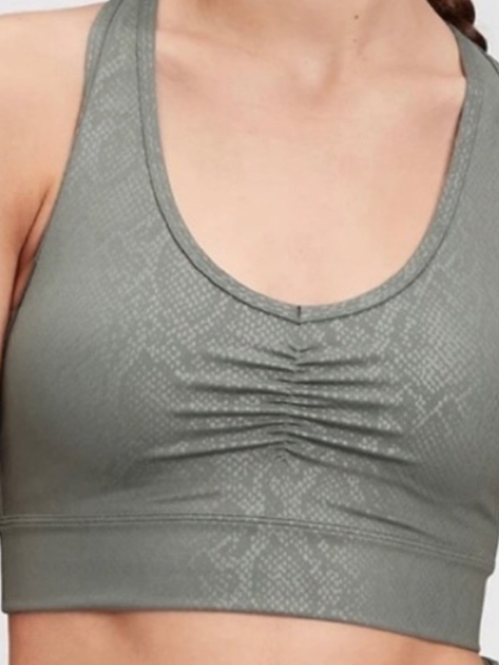 EUC GAP Fit Eclipse Medium Impact T-Back Ruched Sports Bra Women’s Size Small